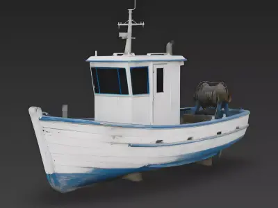 Realistic Weathered Fishing Boat 3D Model Low-poly 3D model