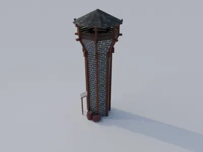 Medieval Archer Tower Low-poly 3D model