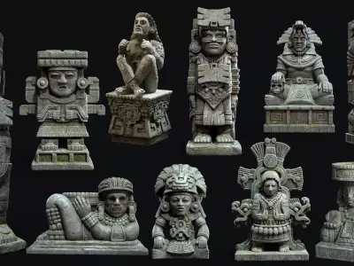 Aztec Mayan  Statue  3D Model Collection