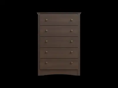 Tall 5 Drawers Wooden Chest 3D model