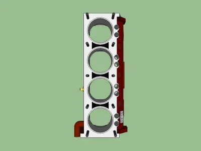 engine block with four cylinders 3D model