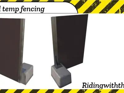 Temporary perimeter fence  hoarding set building site Low-poly 3D model