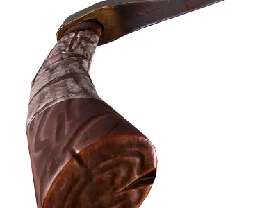 Scary axe in the blood Low-poly 3D model