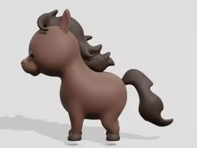 Cute brown horse  3D model