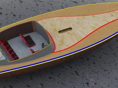 speedboat wooden boat 3D model