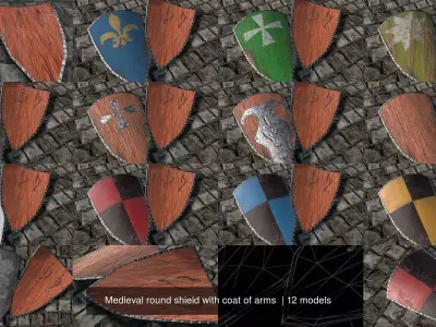Medieval round shield with coat of arms  3D Model Pack