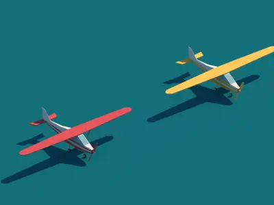 Cartoon Low Poly Airplane Small Package Low-poly 3D model