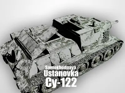 SU122 - Soviet Union Self propelled gun - Snow Coated Free low-poly 3D model