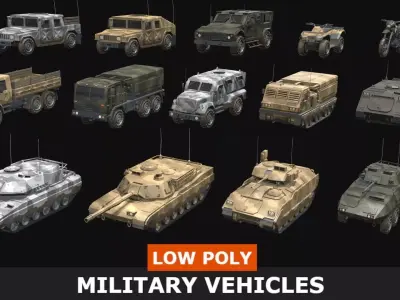 Low Poly  Military Vehicles Low-poly 3D model