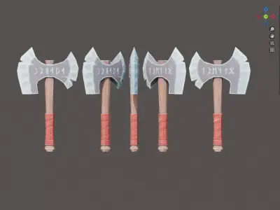 Stylized Viking Battle Axe Low-poly 3D model