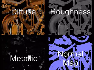 Vintage Brass Sextant model pack Low-poly 3D model