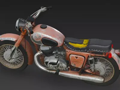 Vintage  rugged scratched broken Motorcycle 3D Model 3D model