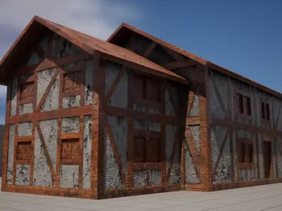 Low Poly Medieval House Low-poly 3D model