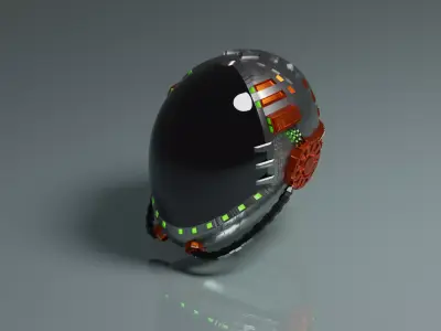 Scifi space helmet Low-poly 3D model