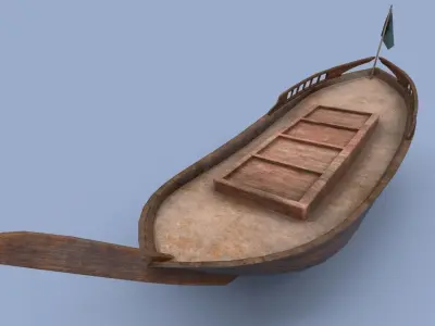 Wooden Boat - PBR and Game-Ready Low-poly 3D model Low-poly 3D model