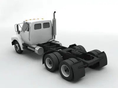 Semi Truck Tractor 3 Axle 3D model