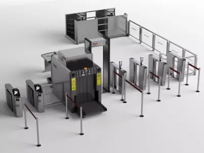 Modern Security Check X-Ray Scanner Entrance Gate System PBR 3D model