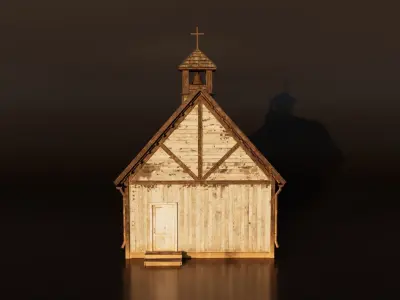 Old Wooden Church Low-poly 3D model