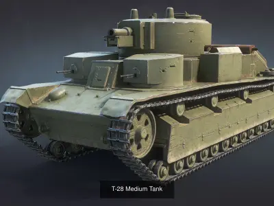 Inter-war Period Tanks Set 3D Model Pack