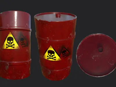 barrel two biohazard barrels 3D model