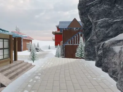 Winter Mountain Village 3D model buy