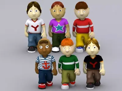 3DRT - Toonworld Characters Boys Low-poly 3D model