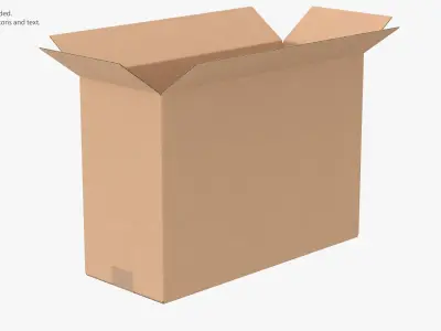 Cardboard Box 50x20x35 Half Open 3D model