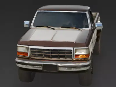 Realistic 1990s Rural Dually Work Truck 3D Model Low-poly 3D model