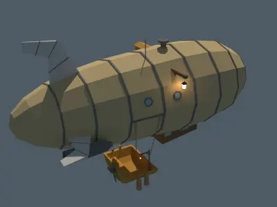 Low Poly Zeppelin airship Low-poly 3D model