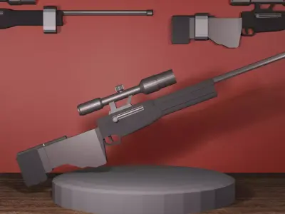 sniper rifle Low-poly 3D model 13