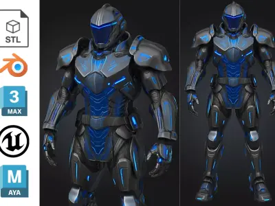 Futuristic Sci-Fi Soldier Character Armored Low-poly 3D model