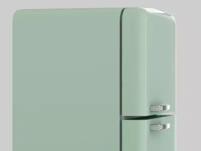 Retro fridge mint Low-poly 3D model