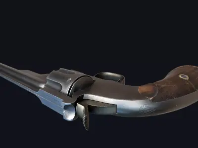 Game Ready Vintage Revolver PBR Weapon for Games and Cinematics Low-poly 3D model