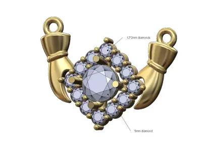 Rhombus diamond cluster holding hands pendant 3D print model