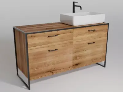 Bathroom cabinet with sink 3D model purchase