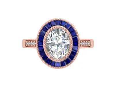 Oval Art Deco Ring 3D print model 21