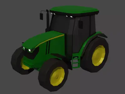 John Deere Tractor Low Poly Low-poly 3D model