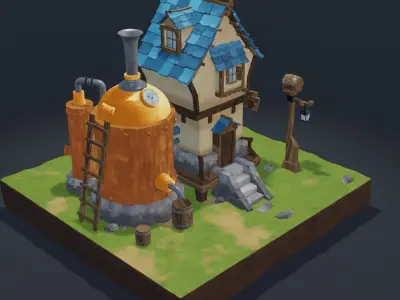 Brewery Low-poly 3D model