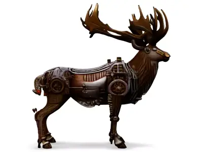 Steampunk Mechanical Deer 3D Model Low-poly 3D model