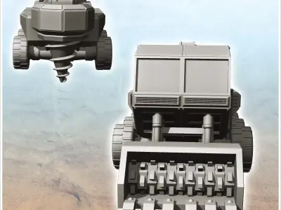 Futuristic mining truck with shovel and drill 2 - Future Sci-Fi  3D print model