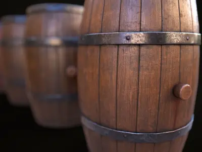 Wooden barrels Low-poly 3D model get