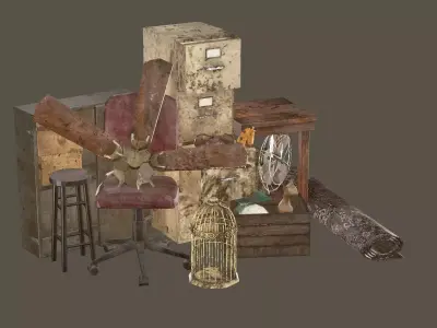 Debris Groundfill Junk XX2 Trash Game Ready Low-Poly 3D Model Low-poly 3D model