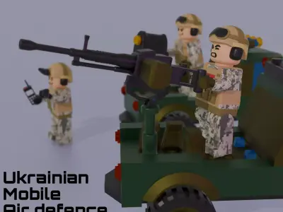 Lego style Ukrainian Air defense mobile group drone hunters 3D print model