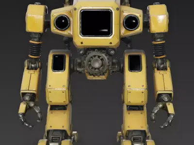 Realistic Weathered Industrial Worker Mech 3D Model Low-poly 3D model