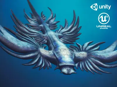 Sea Blue Dragon - Game Ready Low-poly 3D model Low-poly 3D model