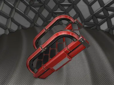 Sci-Fi Stairs - 10 - Red Version Low-poly 3D model
