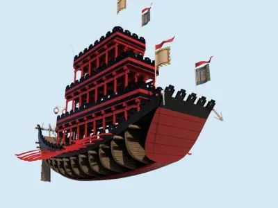 CHINESE SONG DYNASTY TOWER SHIP- LOUCHUAN  Low-poly 3D model