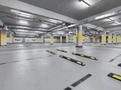 Modern old garage - underground parking lot 3D model