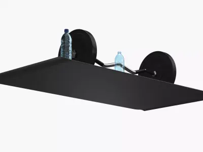 Strength Training Setup with Curved Barbell on Black Mat 3D model