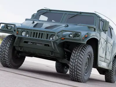 Military Vehicle Humvee HMMWV Concept Army Green Color 3D model